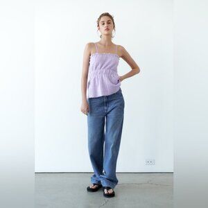 NWOT ZARA Elastic Waist Spaghetti Straps Mesh Camisole Top 2142/081 Size‎ M